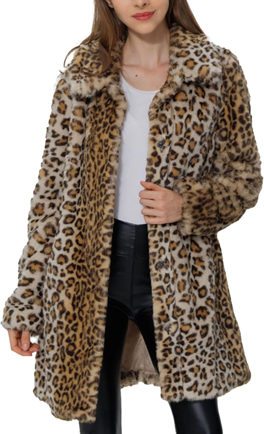 Bellivera Womens Leopard Print Fleece Coat, Fall and Winter Fashion Fuzzy Jacket...