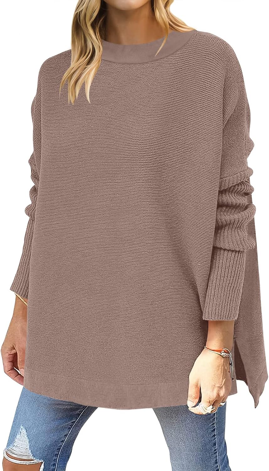 ANRABESS Women Sweater, Special Casual Oversized Knit Pullover, Trendy Long Batw...
