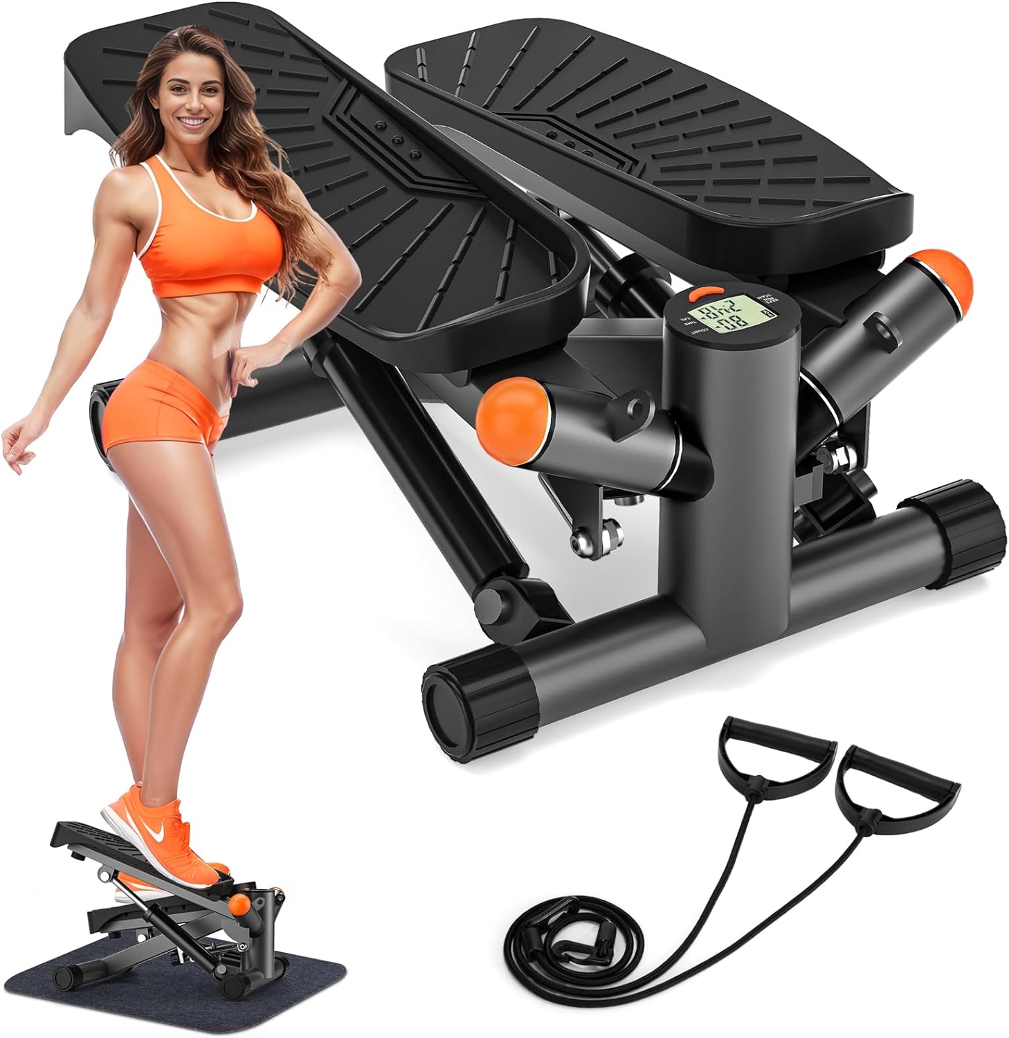 Steppers for Exercise at Home, Mini Stepper with Resistance Bands, Air-Powered S...