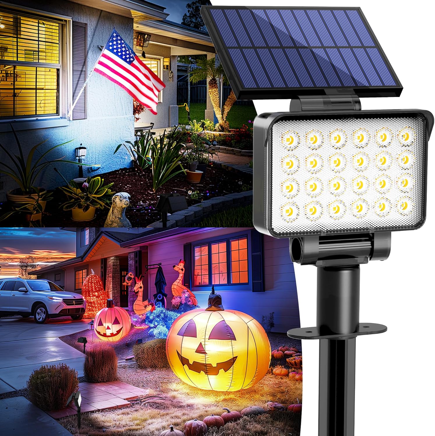Solar Spot Lights Outdoor Waterproof for Flag, Tree, House, Garden, Yard, Landsc...