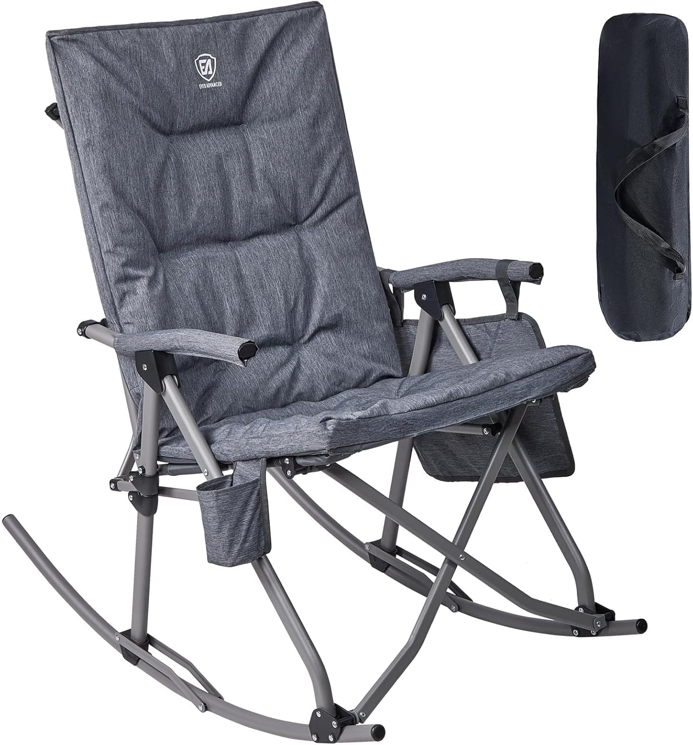 EVER ADVANCED Oversized Folding Rocking Camping Chair, Padded Portable Rocker Ch...
