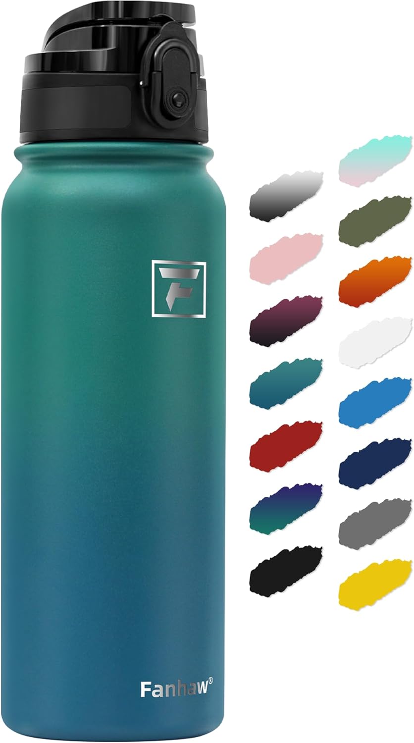 Fanhaw 20 Oz Insulated Stainless Steel Water Bottle with 1 Lid (Chug Lid) - For...