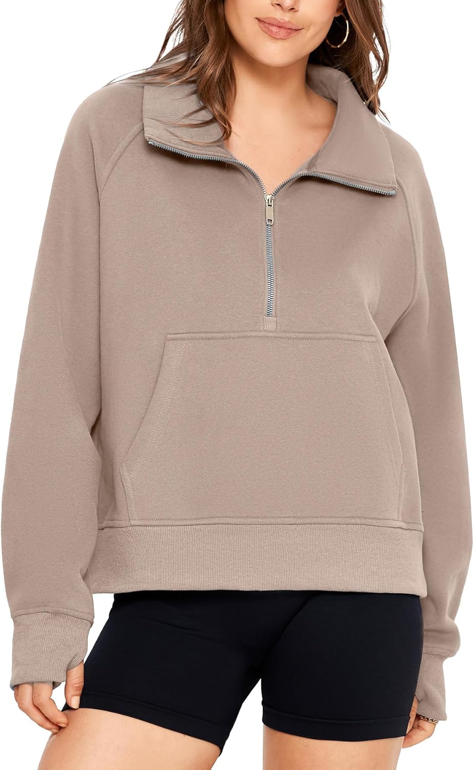Glamaker Womens Sweatshirts Half Zip Pullover Fleece Cropped Comfort Fall Loose...