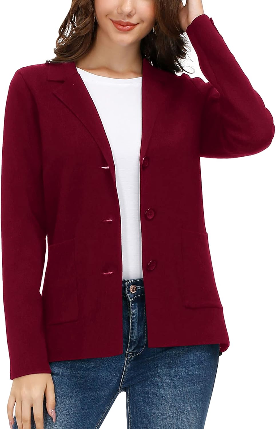 Women's Long Sleeve Casual Blazer, Special Work Office Business Jacket with Pock...