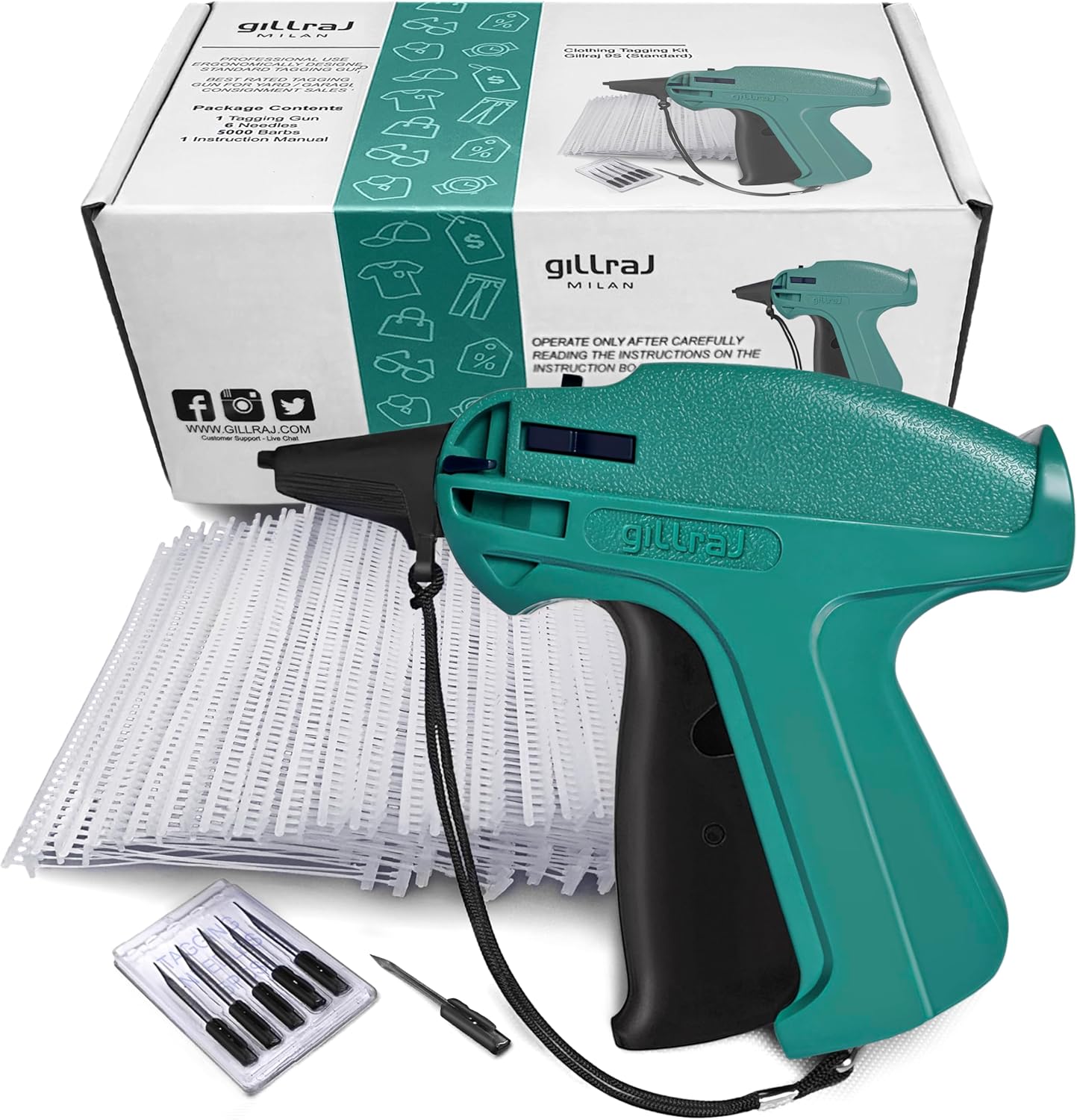 GILLRAJ® Price Tagging Gun for Clothing【Not a Stitch Gun】Jumbo Pack 5000pcs 2"...