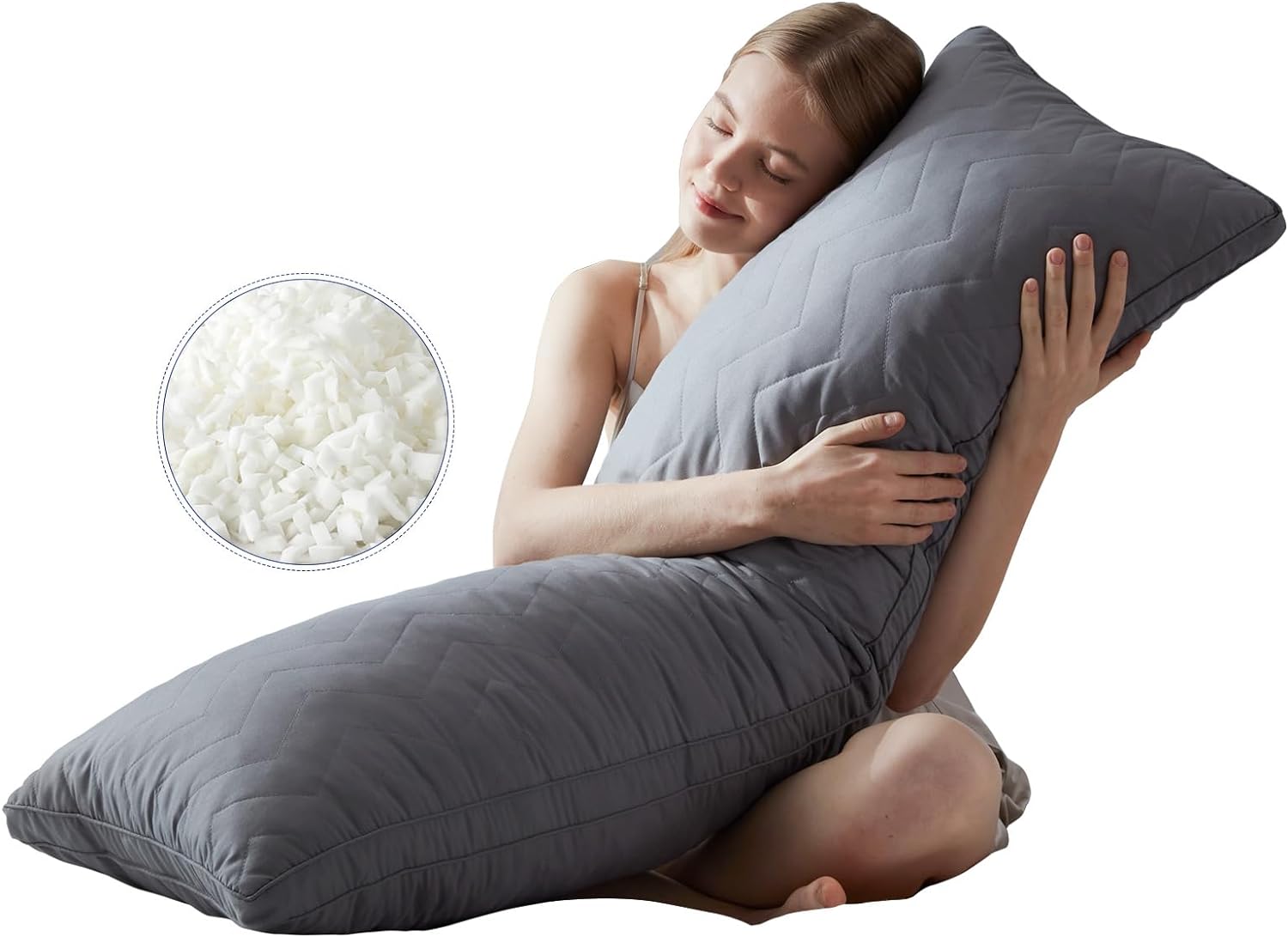 DOWNCOOL Quilted Memory Foam Body Pillow - Large Full Body Pillows for Adults -...