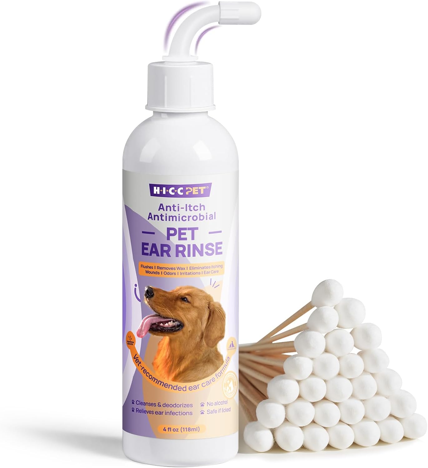 HICC PET Dog Ear Cleaner - Dog Ear Inflammation Therapy with 0.012% Hypochlorous...