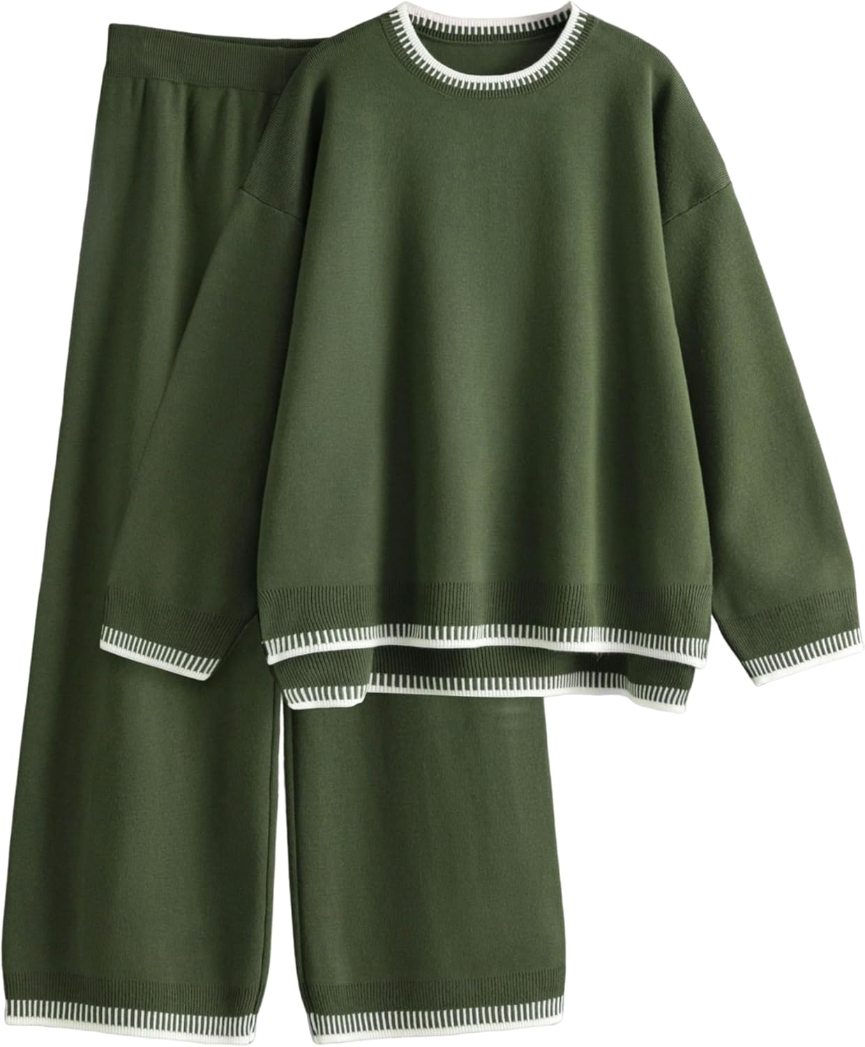 Lentta Women's 2 Piece Sweater Sets Outfits Long Sleeve Knit Pullover Tops Wide...