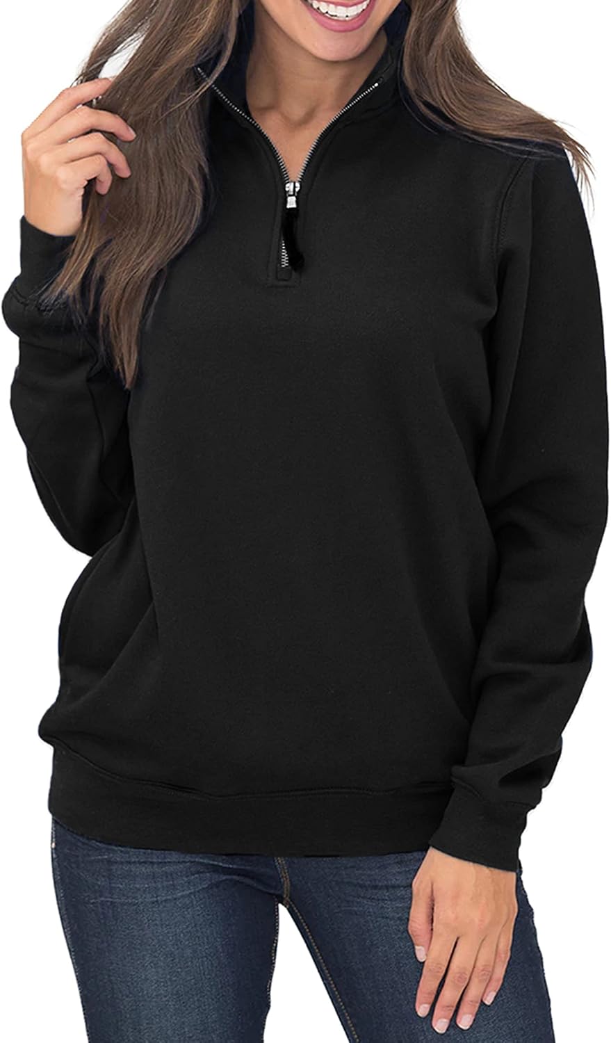 Samefar Womens Warm Cozy High Neck Long Sleeve Solid 1/4 Zip Pullover Sweatshirt...