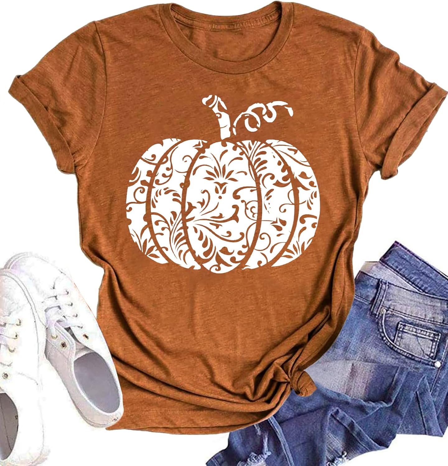 Halloween Pumpkin Shirt Women Leopard Graphic Tees Short Sleeve Fall T-Shirt Tha...