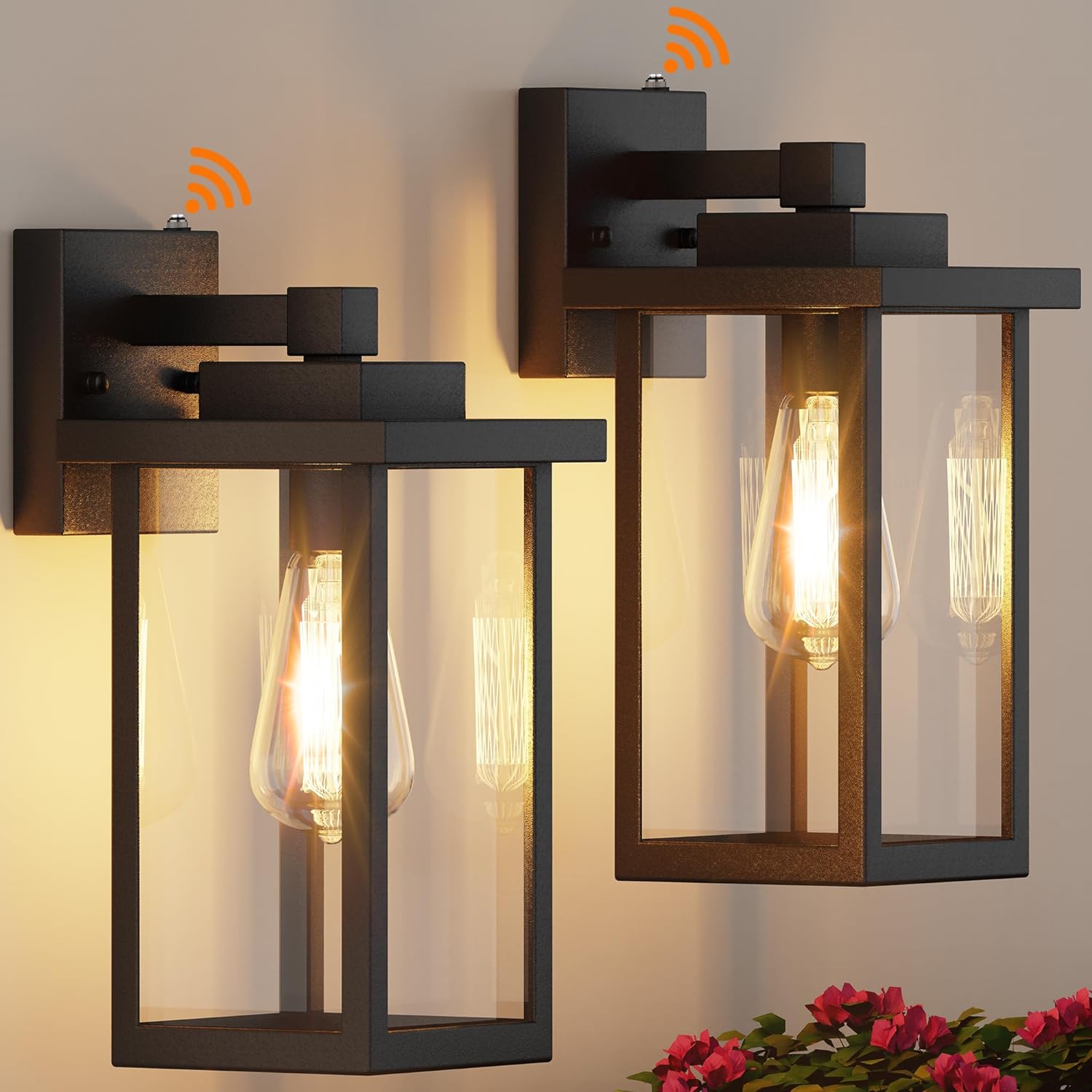 WIHTU Outdoor Porch Lights Fixtures Wall Mount, Dusk to Dawn Outdoor Lighting Fi...