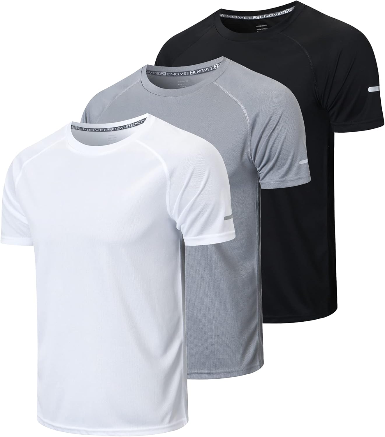 frueo Men's 3 Pack Workout Shirts Dry Fit Moisture Wicking Short Sleeve Mesh Ath...