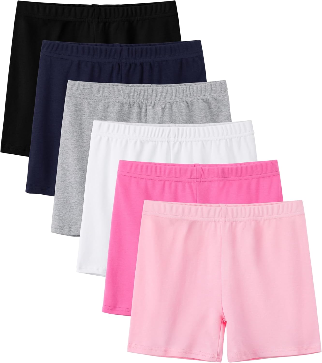 6 Pack Cotton Girls Bike Shorts Girls Shorts Girls Clothes Cartwheel Kids Shorts...