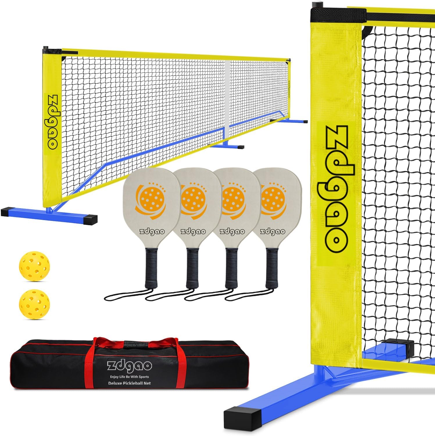 Zdgao Pickleball Set with Net and Paddles for Driveway Backyard, 22 FT Regulatio...