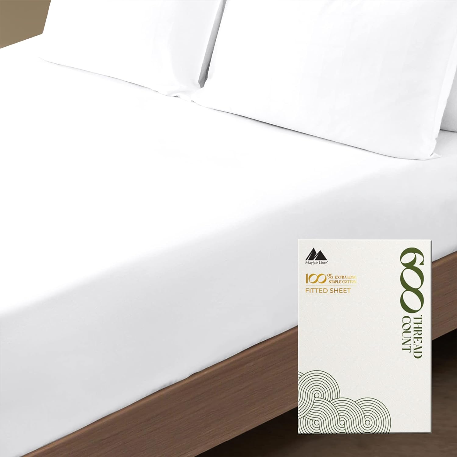MAYFAIR LINEN King Size Fitted Sheet Only - 100% Egyptian Cotton 600 Thread Coun...