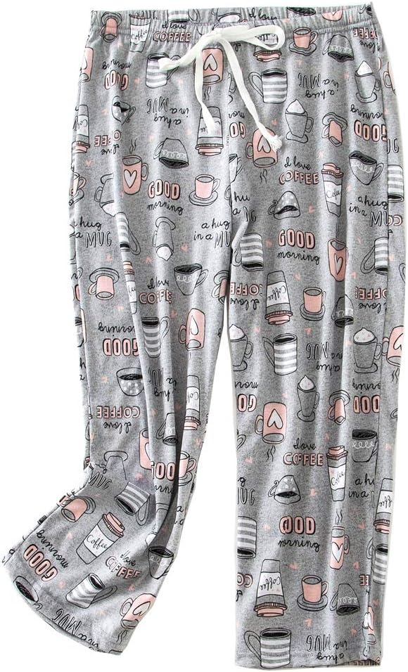 ENJOYNIGHT Women's Capri Pajama Pants Lounge Causal Bottoms Print Sleep Pants X-...