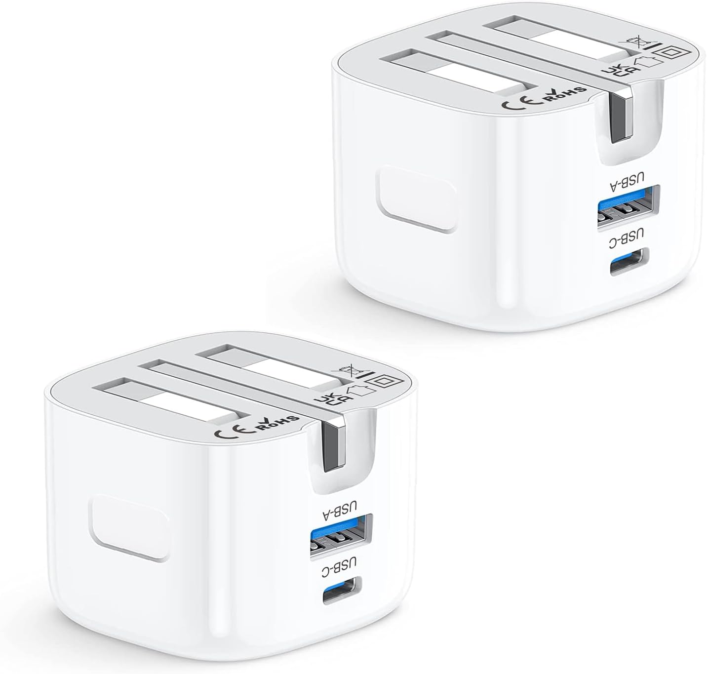 2 Pack USB C Plug Fast Charger, Folding Type C Ports Plug Adapter for iPhone App...
