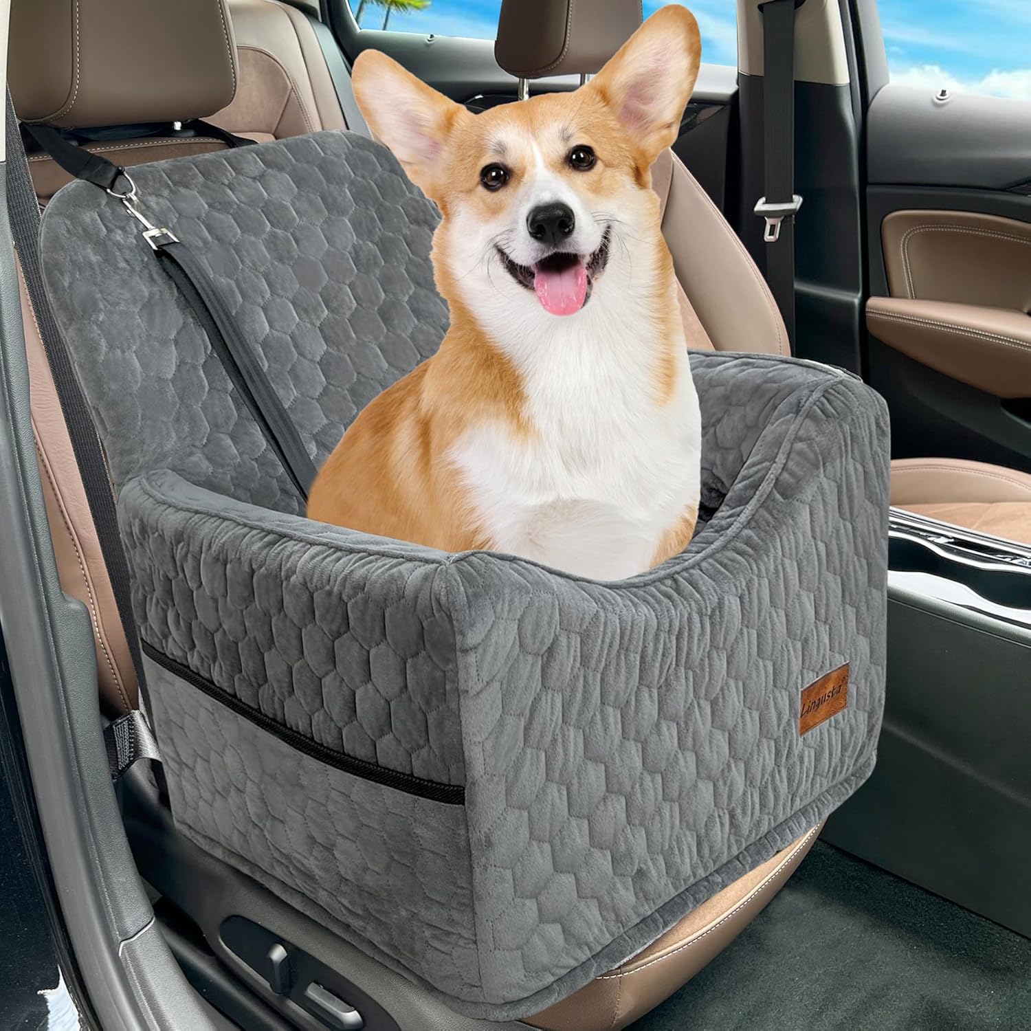 Dog Car Seat for Small/Medium Dog,Dog Booster Seat,Dog Car Bed,Washable Removabl...