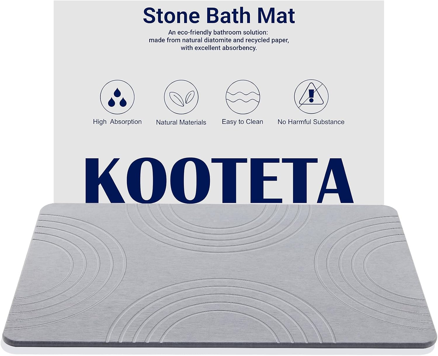 Stone Bath Mat, Diatomaceous Earth Shower Mat, Super Absorbent, Non-Slip, Quick...