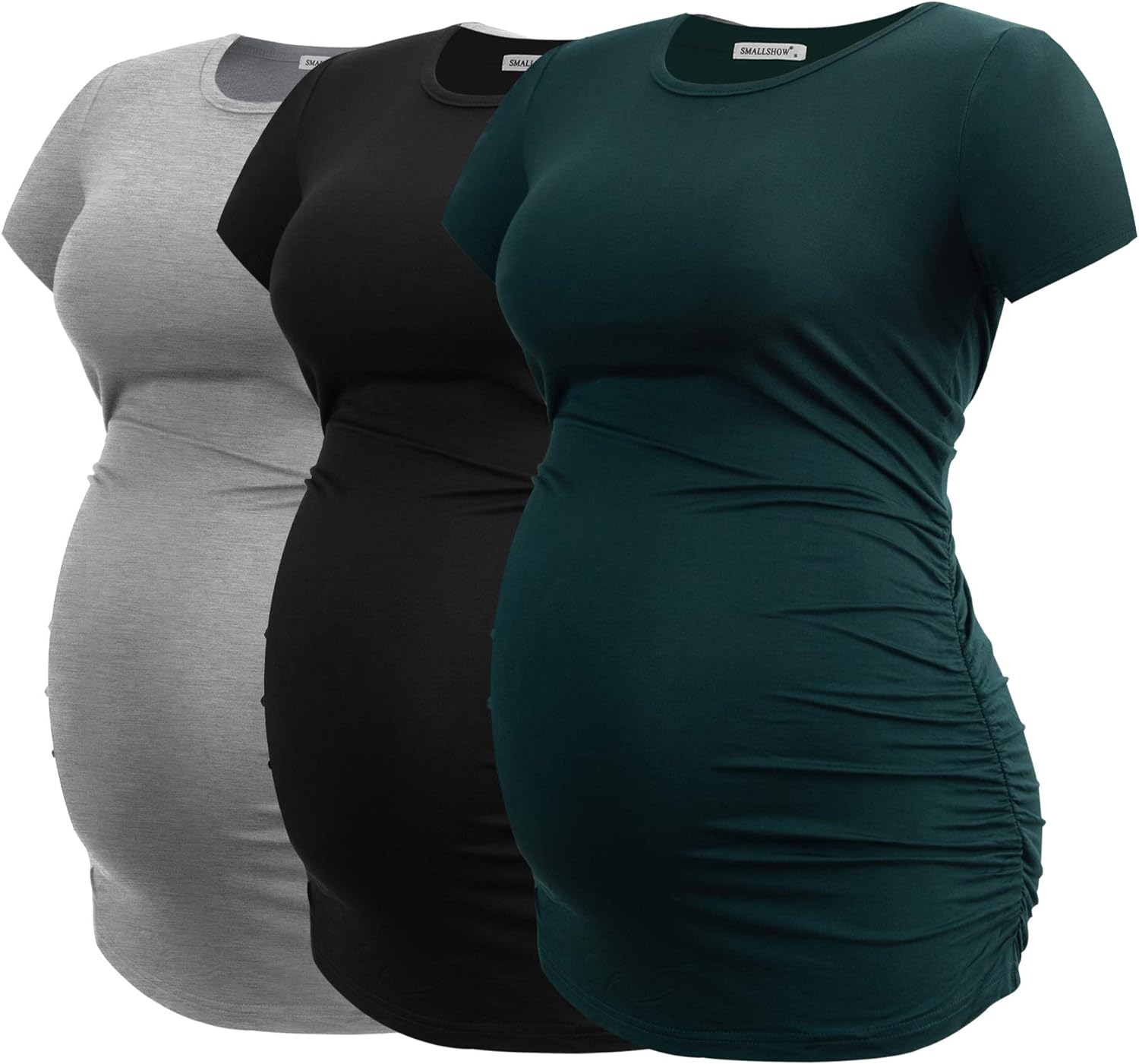 Smallshow Women's Maternity Tops, Special Side Ruched Tunic T-Shirt, Affordable...