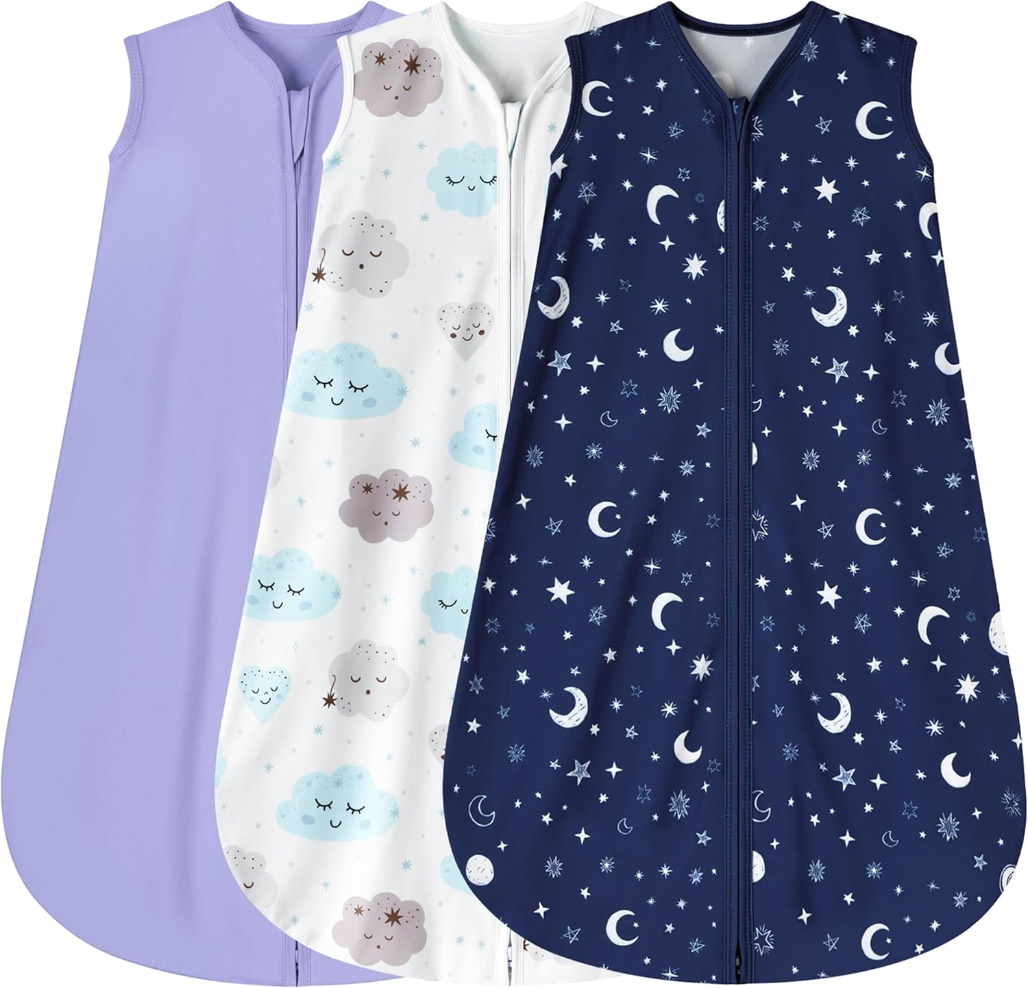3 Pack Baby Sleep Sack 12-18 Months 100% Rayon Cotton Baby Sleeping Bag 2-Way Zi...