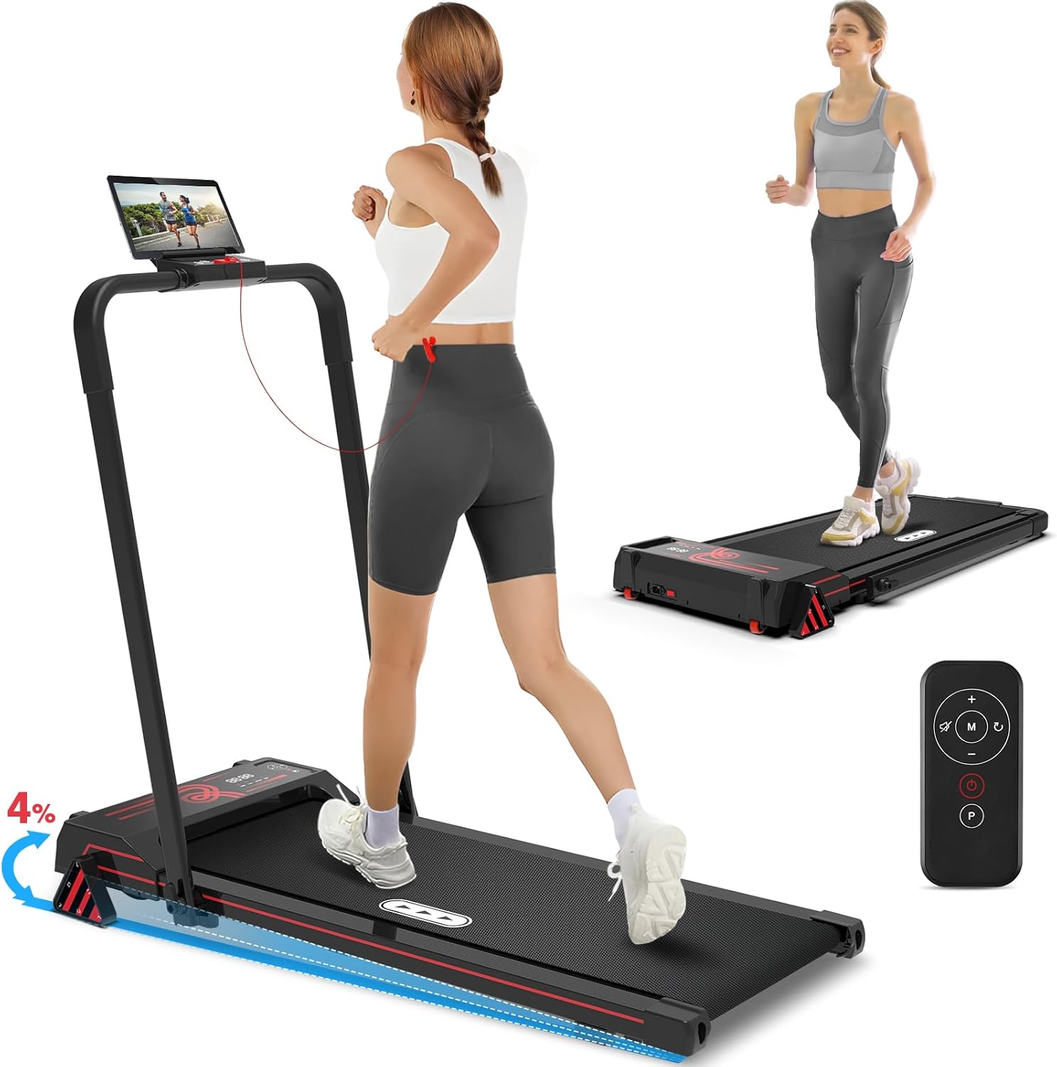 REDLIRO Under Desk Treadmill Incline - 2 in 1 Foldable Treadmill for Home Office...