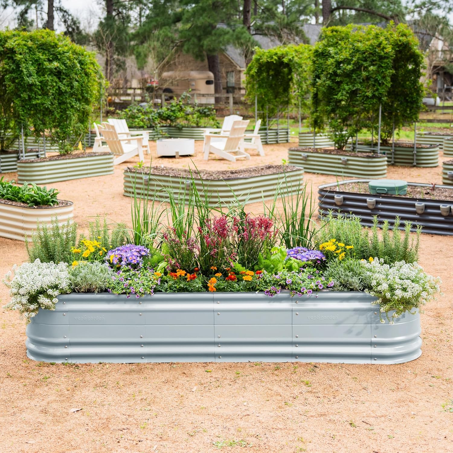 Vego garden 17" Tall 9 in 1 Novel Metal Raised Garden Bed Kits Modular Planter B...