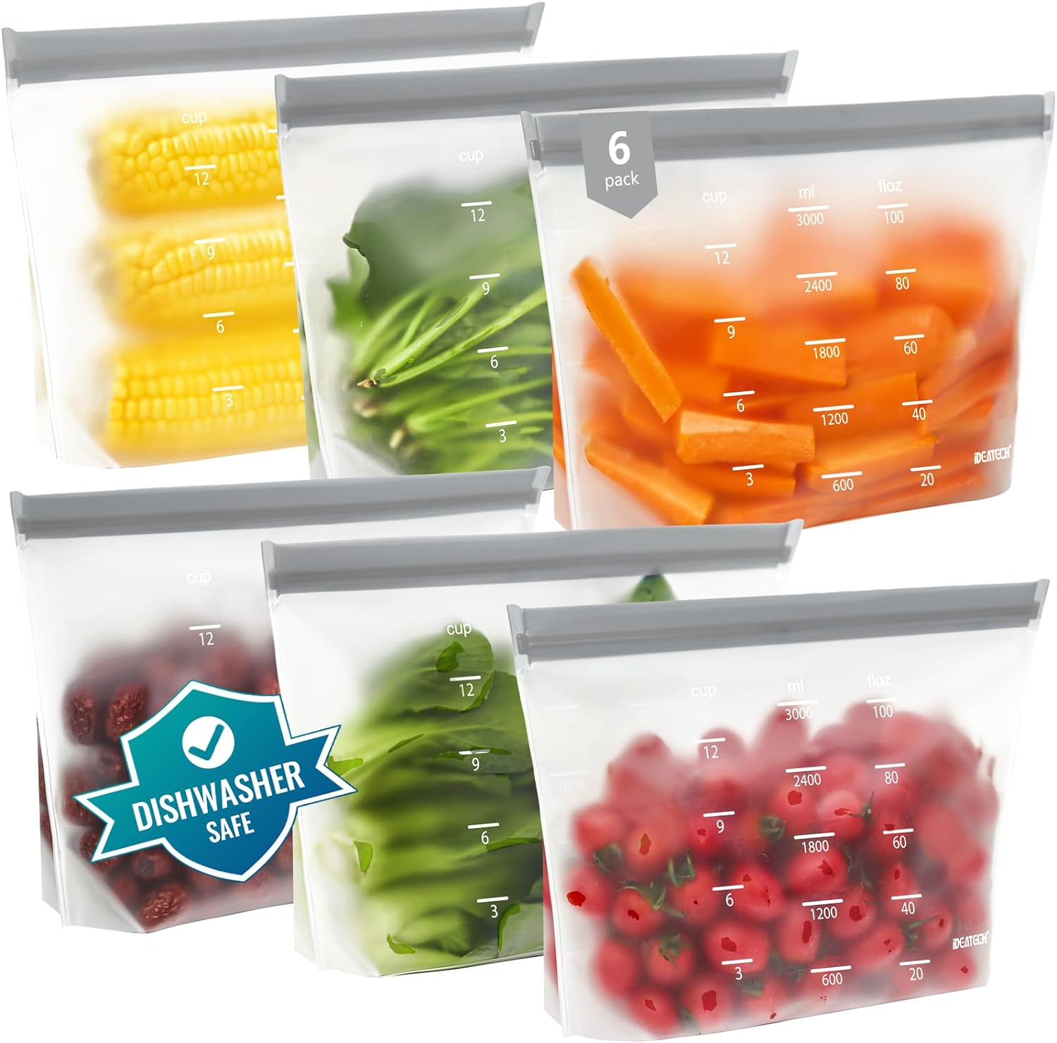 Dishwasher Safe Reusable Storage Bags, Special BPA Free PEVE Reusable Sandwich B...