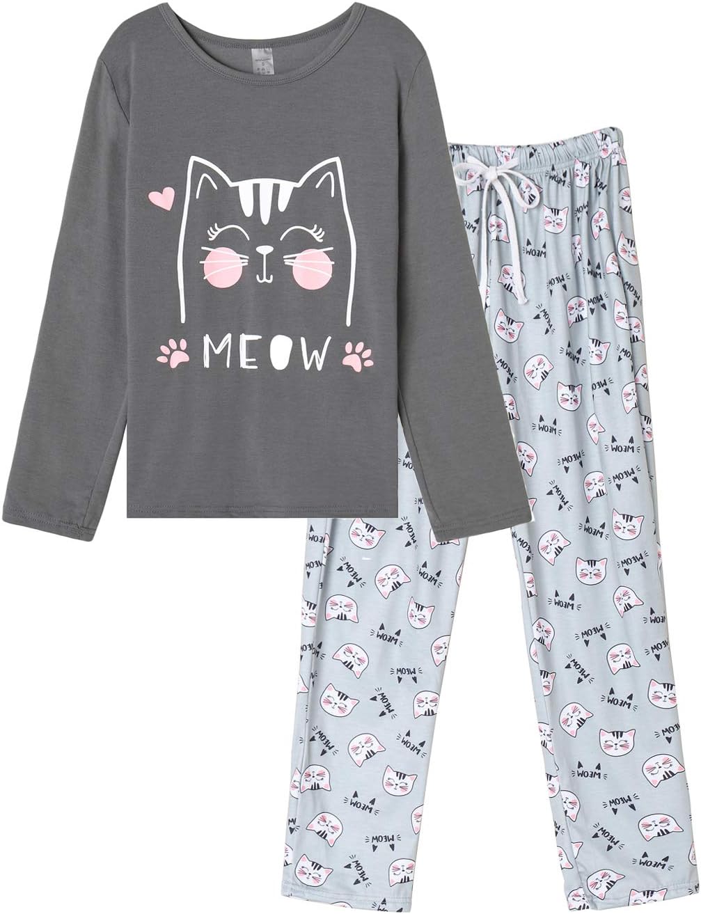 VENTELAN Women Pajamas Cute Christmas Bear Sleepwear Long Sleeve Stripes Loungew...