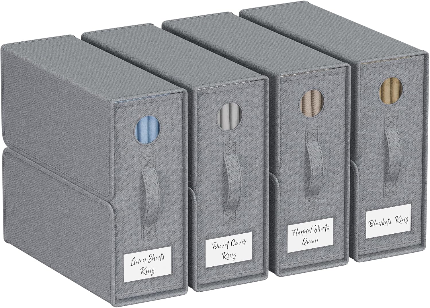 TRZZ Sheet Organizers and Storage, 4-Pack, Queen/King Size (Grey), Foldable Shee...