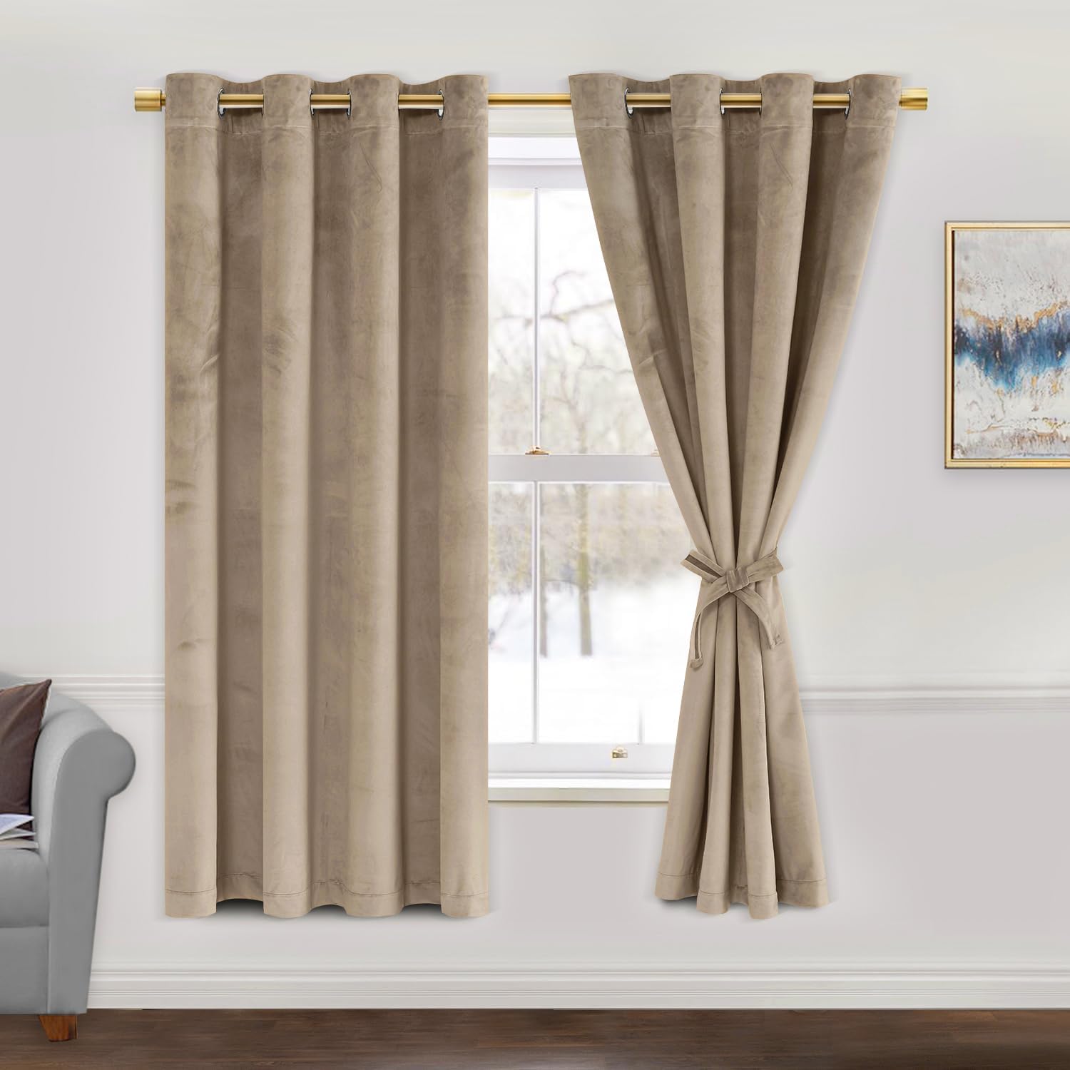 Smart JIUZHEN Velvet Curtains, Innovative Super Soft Room Darkening Thermal Insu...