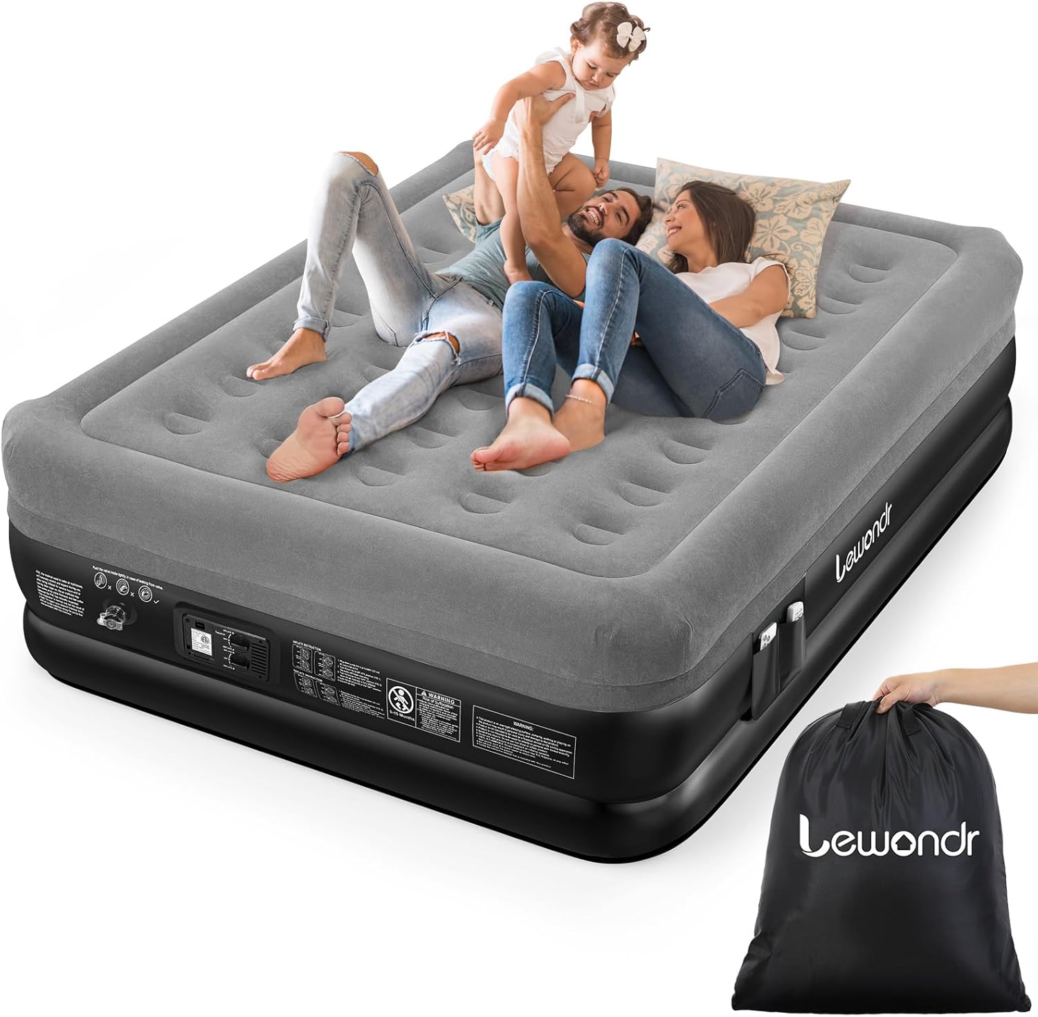 Lewondr Queen Air Mattress with Built in Pump,18" Deluxe Blow Up Mattress Airbed...