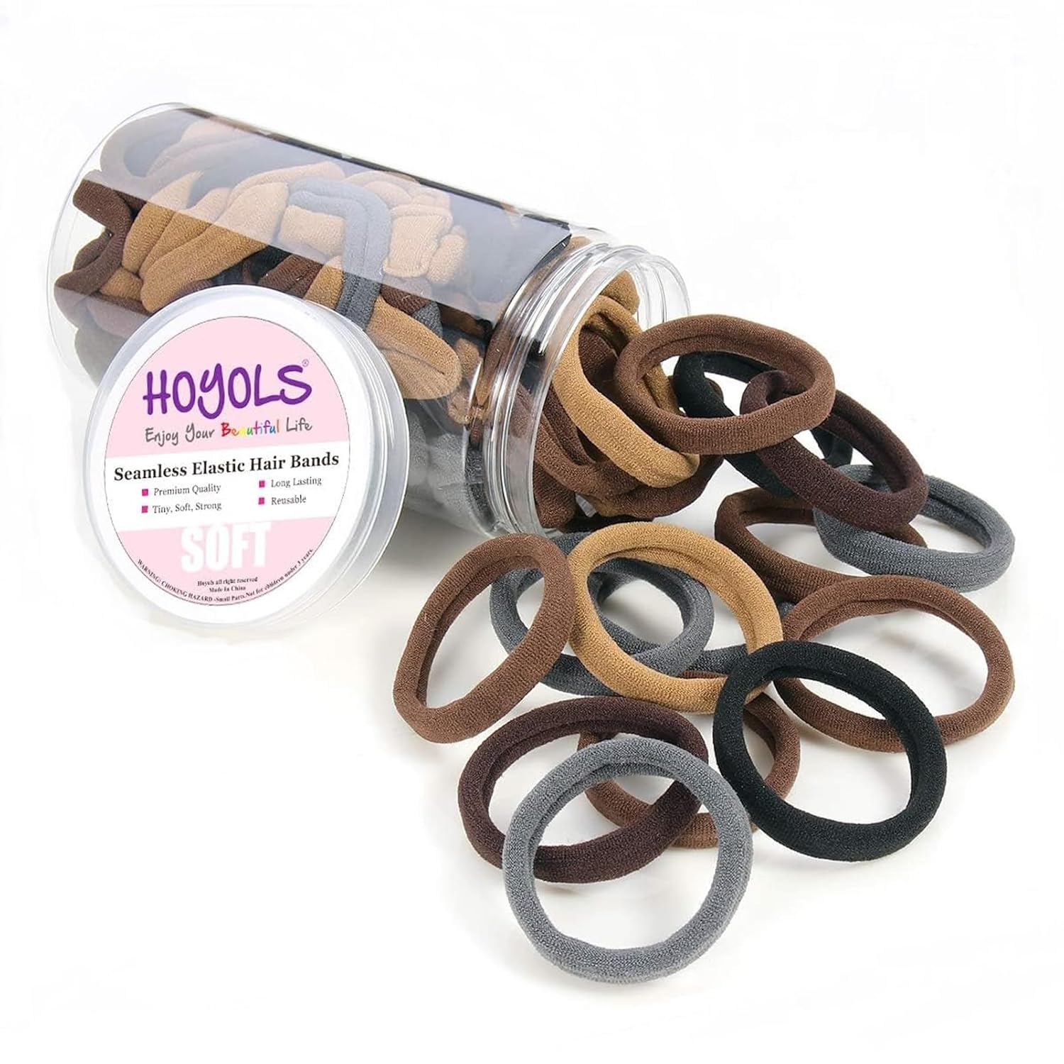 HOYOLS Soft Thick Seamless Soft Hair Ties, Ponytail Scrunchies Head Bands No Dam...