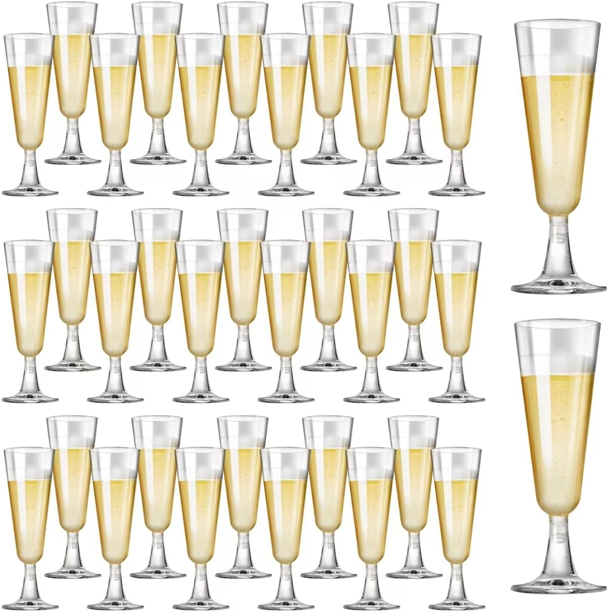 SUREHOME Plastic Champagne Flutes 40 Pack Disposable Champagne Glasses 5.5 Oz Cl...