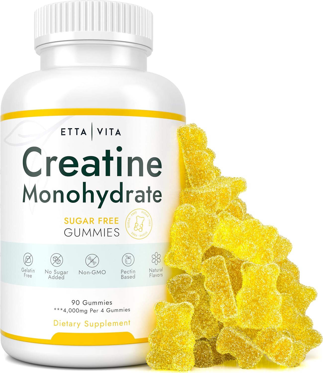 Sugar-Free Creatine Monohydrate Gummies (1g/gummy for Intake Control) Potent Cre...