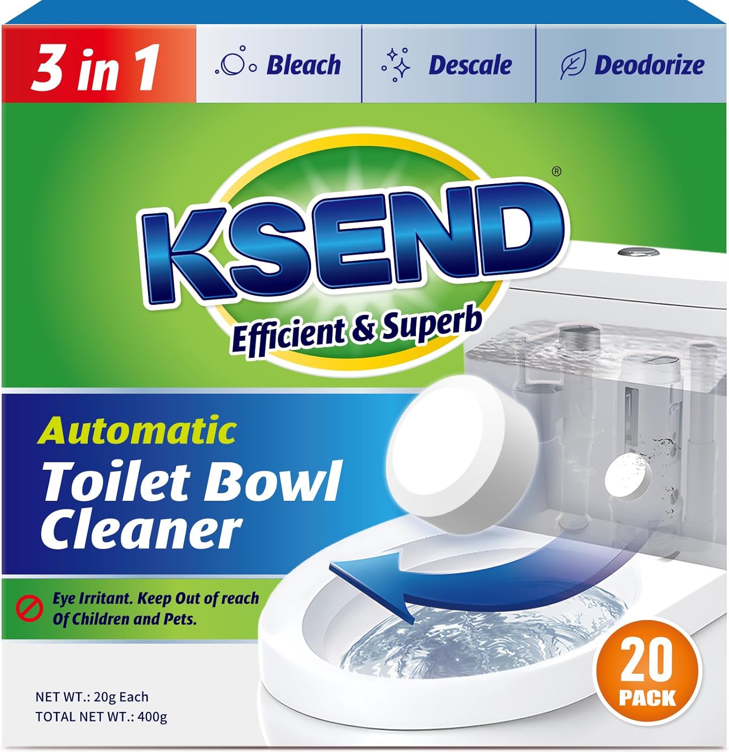 Toilet Bowl Cleaner Tablets, Automatic Toilet Bowl Cleaners with Bleach, High-Qu...