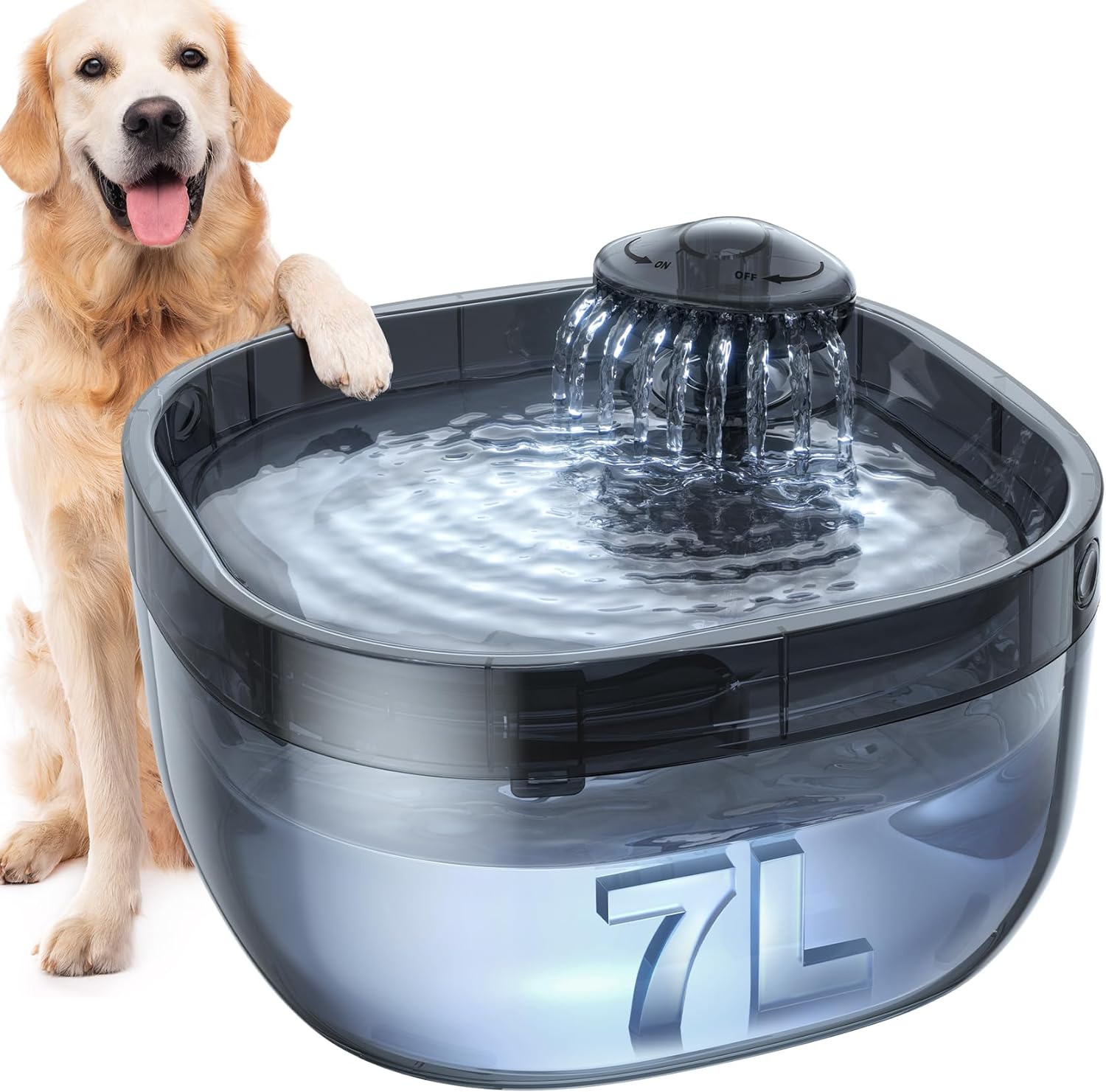 7L/1.8Gal Dog Water Fountain for Large Dog, FEELNEEDY Dog Water Bowl Dispenser P...