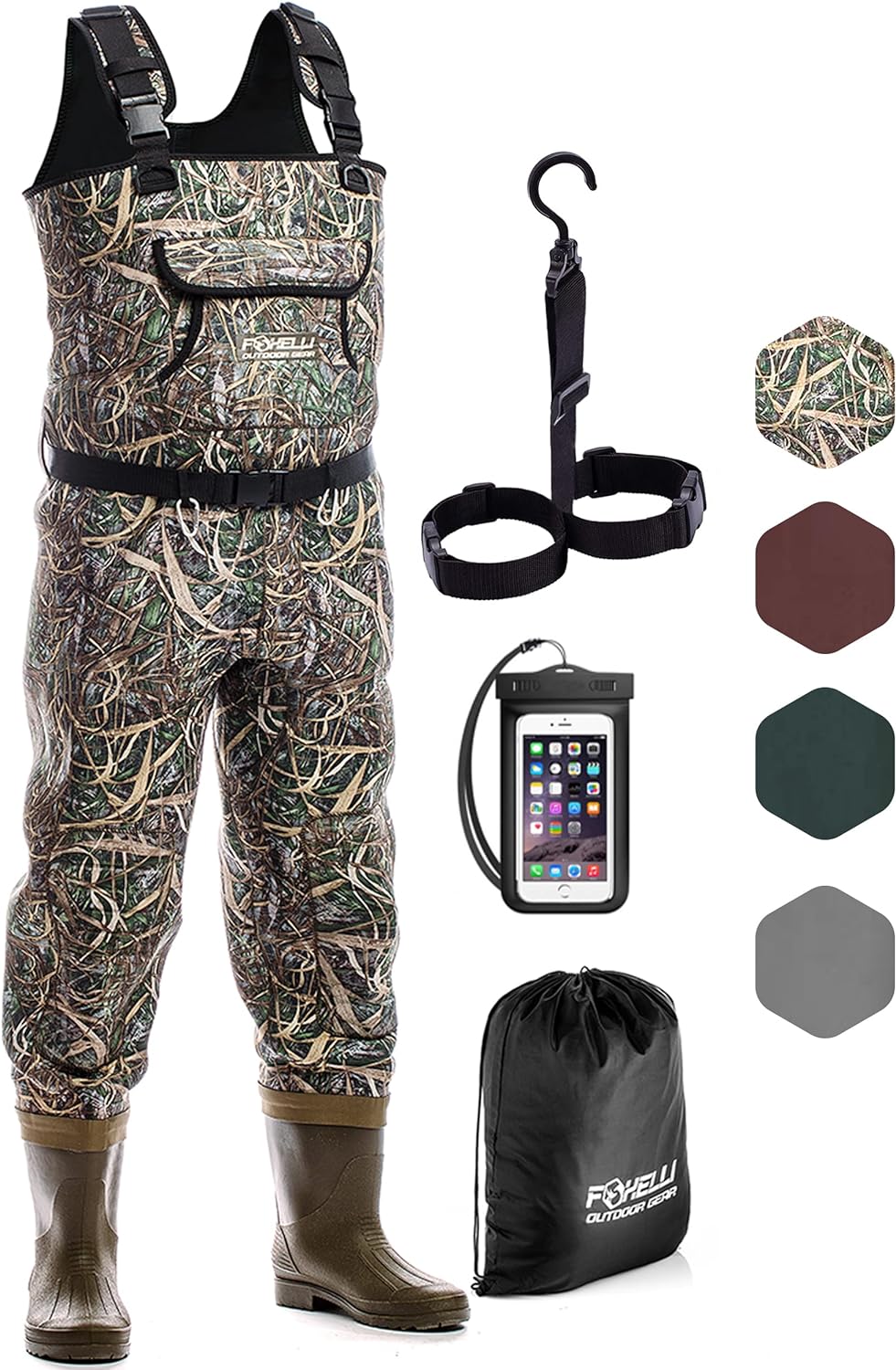 Foxelli Chest Waders, Waterproof 4mm Neoprene Hunting & Fishing Waders for Men &...