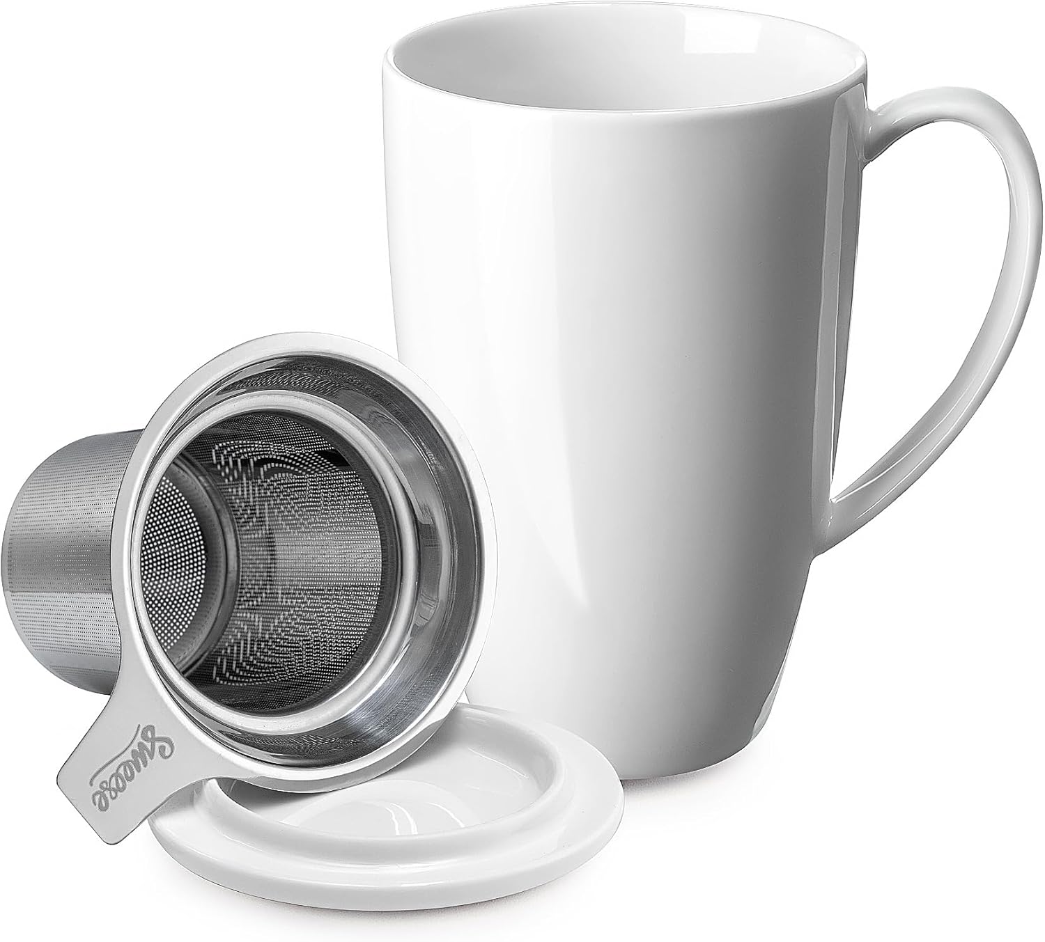 Sweese Tea Cup with Infuser and Lid, Microwave Safe Tea Mug with Handle - 15oz P...