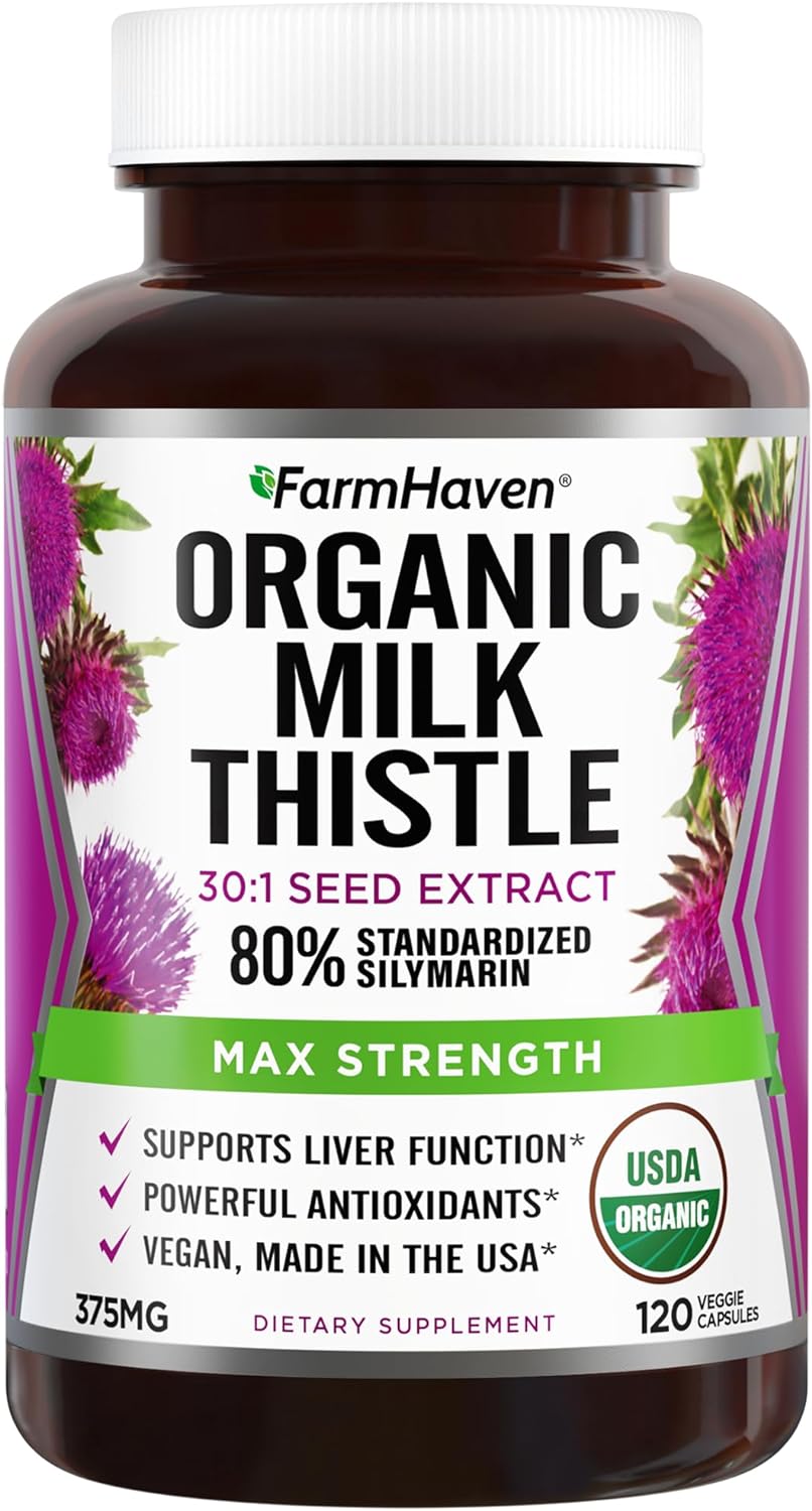 FarmHaven USDA Organic Milk Thistle Capsules |30X Concentrated Seed Extract & 80...