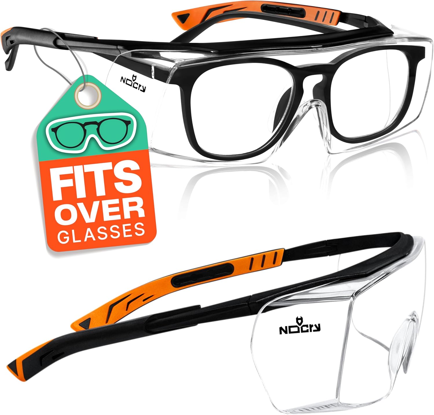 NoCry Safety Glasses Over Eyeglasses with Anti Scratch Lenses - 100% UV Protecti...