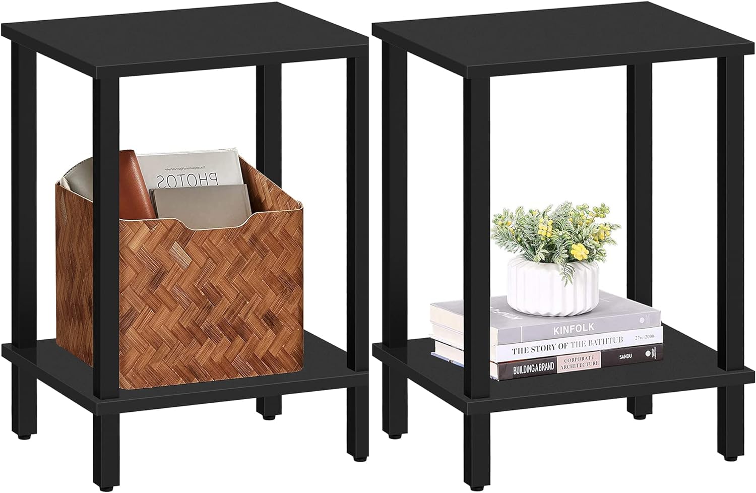 TUTOTAK End Table, Set of 2, Side Table, Nightstand, 2-Tier Storage Shelf, Sofa...