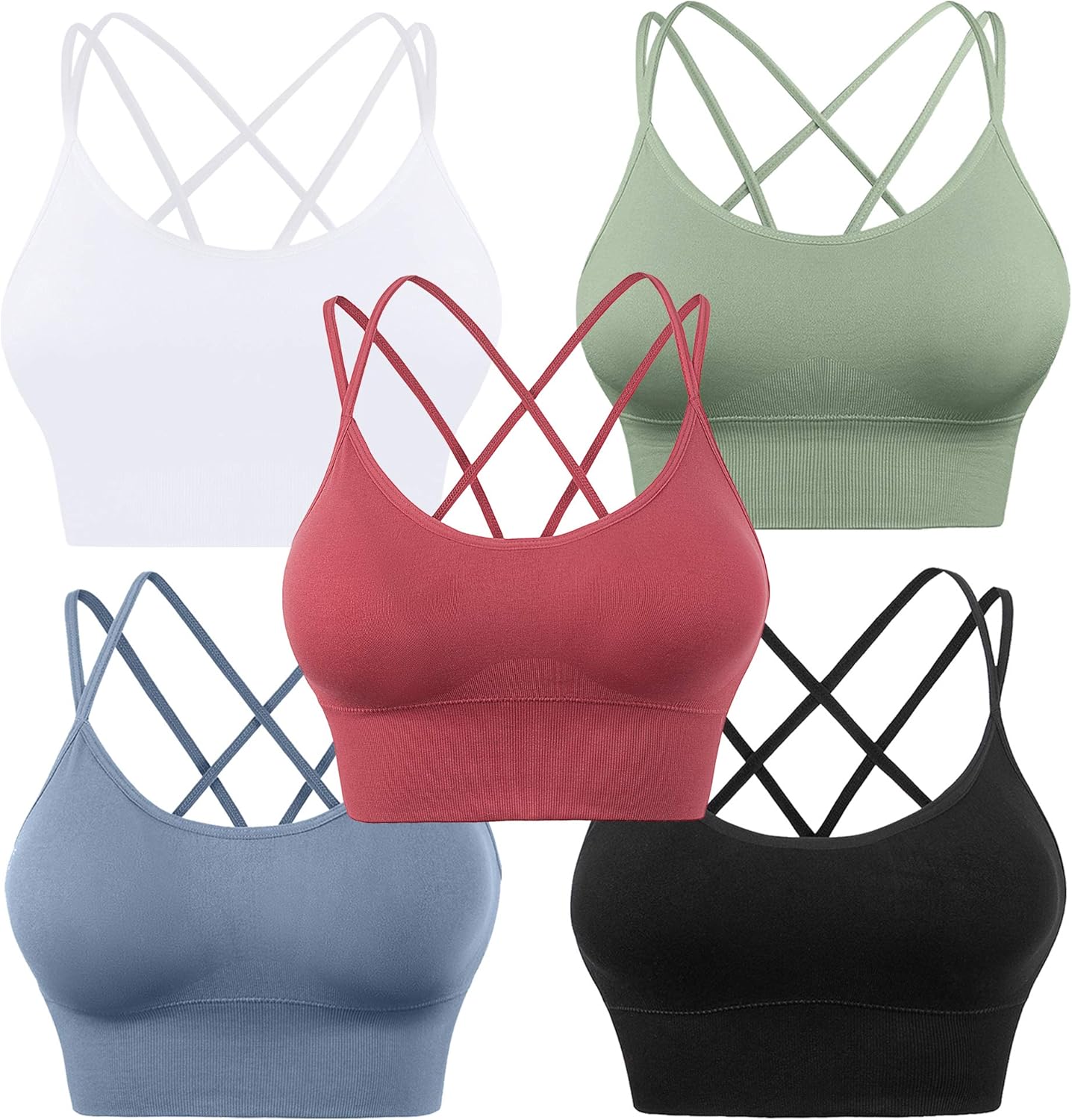 Evercute Cross Back Sport Bras Padded Strappy Criss Cross Cropped Bras for Yoga...