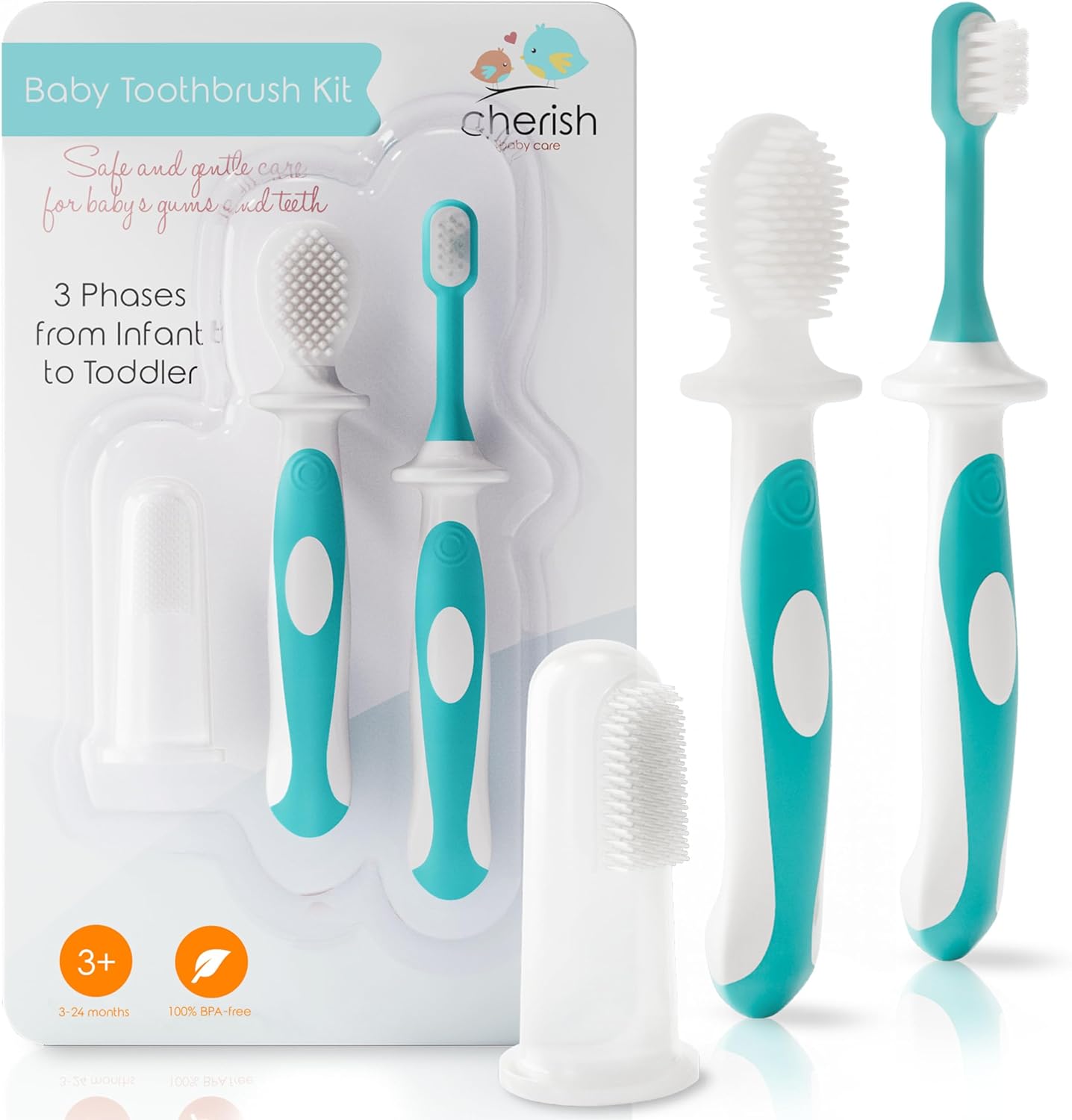 Cherish Baby Care Baby Toothbrush 0-2 Years - Safety-Tested & BPA-Free 3-Pack (F...