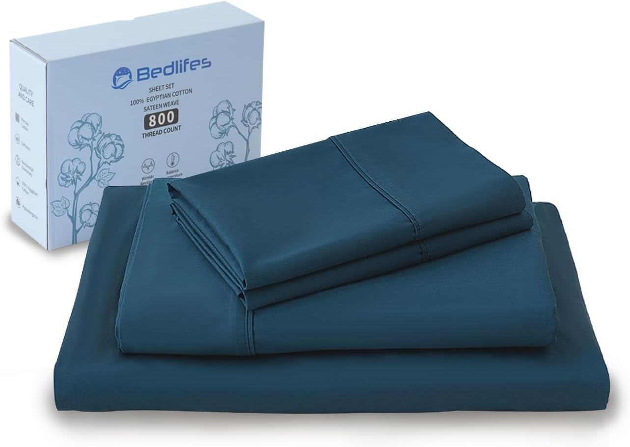 Bedlifes Egyptian Cotton Sheets, Special 800 Thread Count Sheets for Cooling Com...