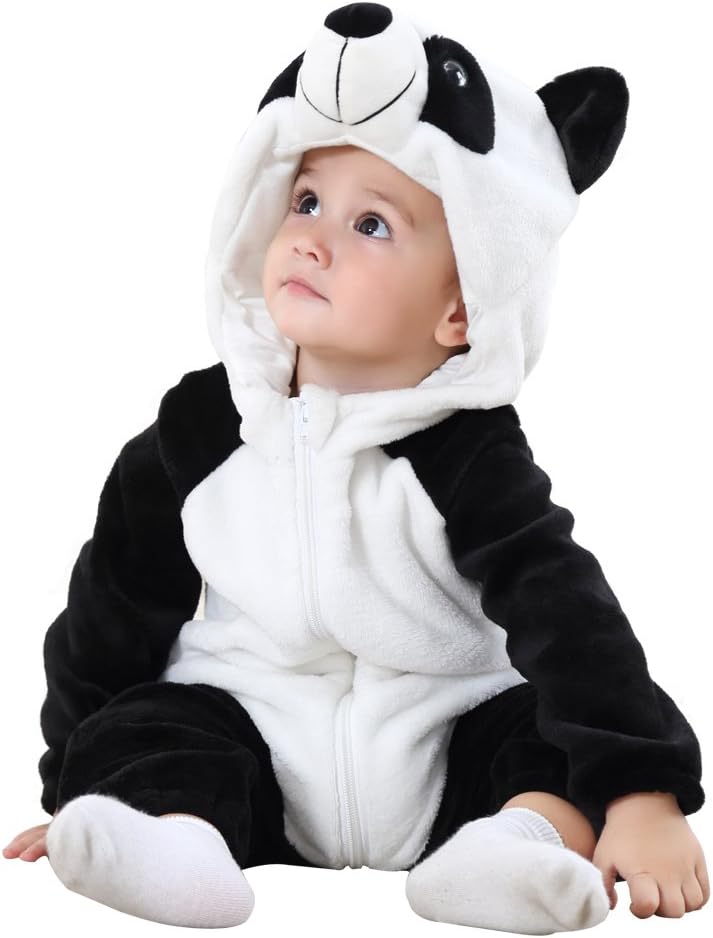 MICHLEY Unisex Baby Animal Costume Winter Autumn Flannel Hooded Romper Cosplay J...