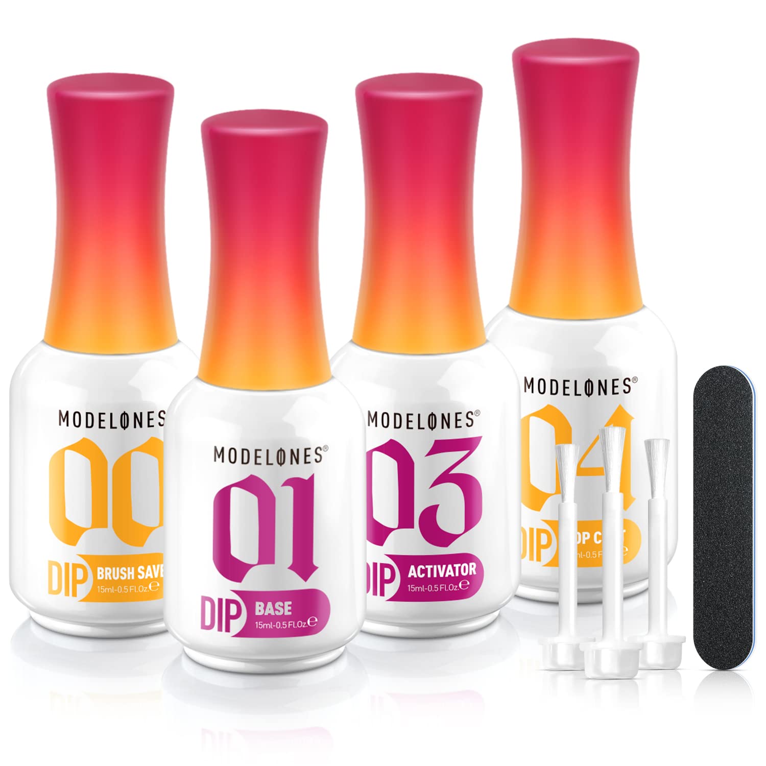 modelones Dip Powder Liquid Set 4+4 Pcs, Dip Powder System Set with Base Coat/To...