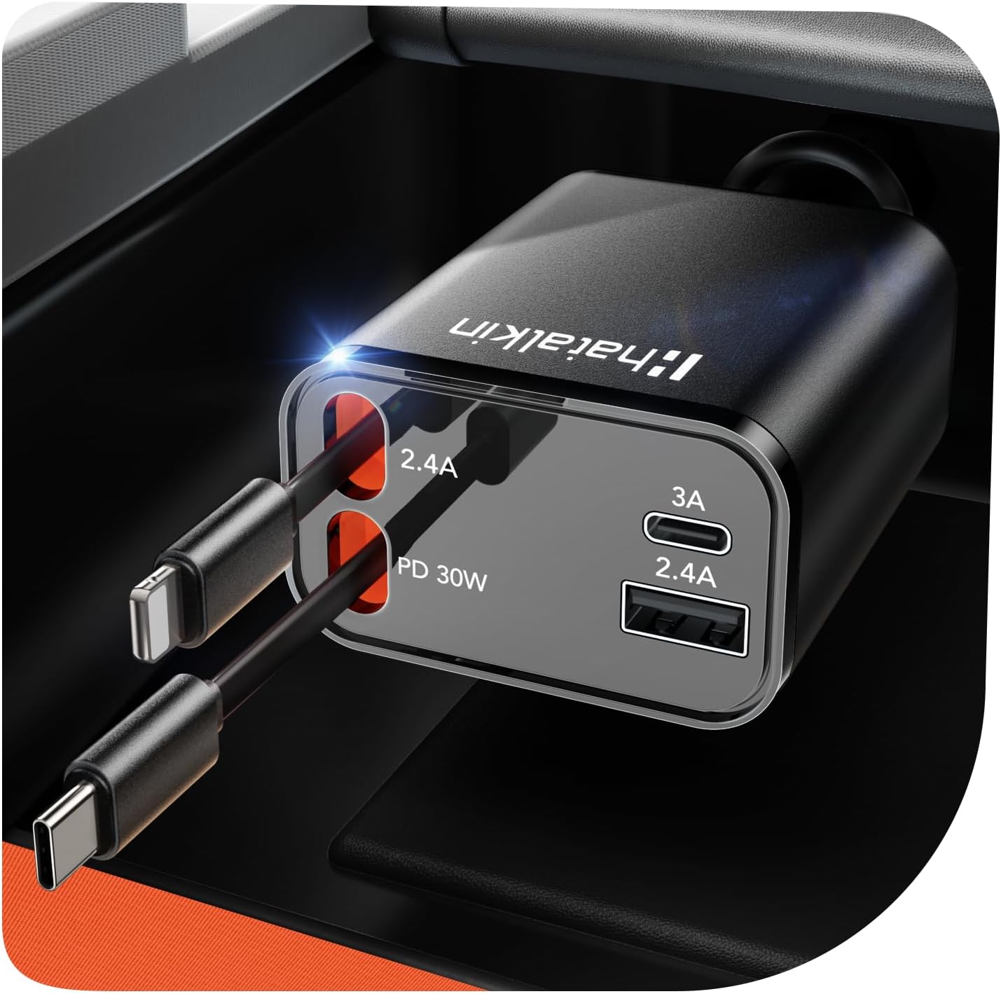 Retractable Car Charger 4 in 1, Compatible with iPhone 16 Car Charger Fast Charg...