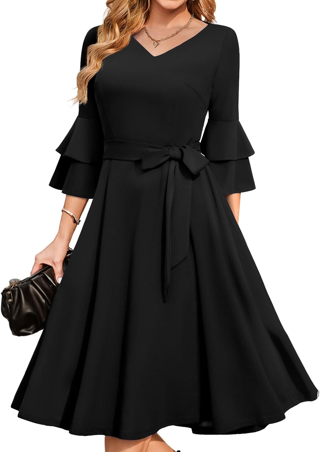 DRESSTELLS Womens Cocktail Dress 2024 Homecoming Fall Elegant Double 3/4 Sleeve...