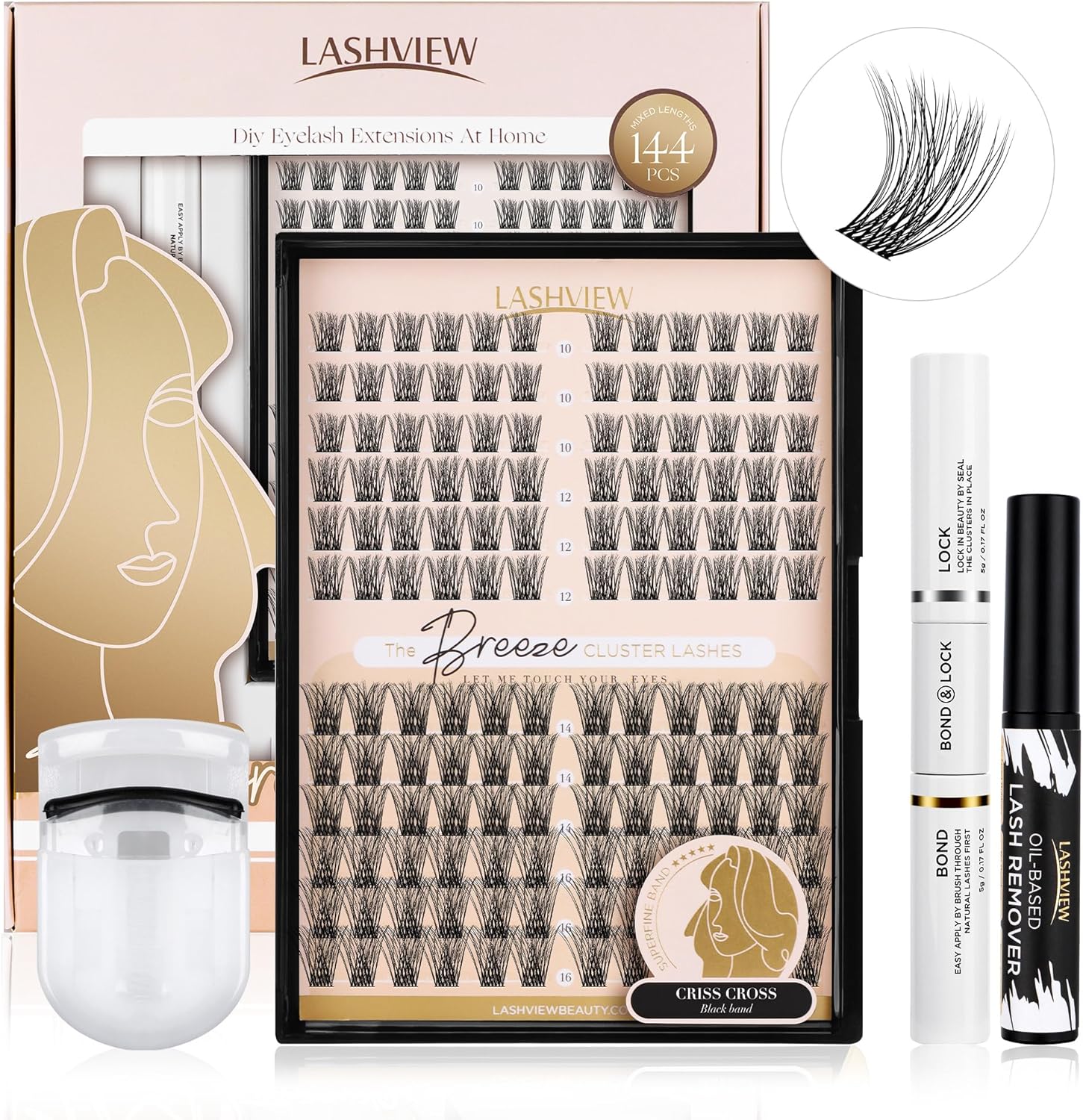 LASHVIEW Cluster Lashes, Special Individual Lashes for Mega Volume, Superfine Br...